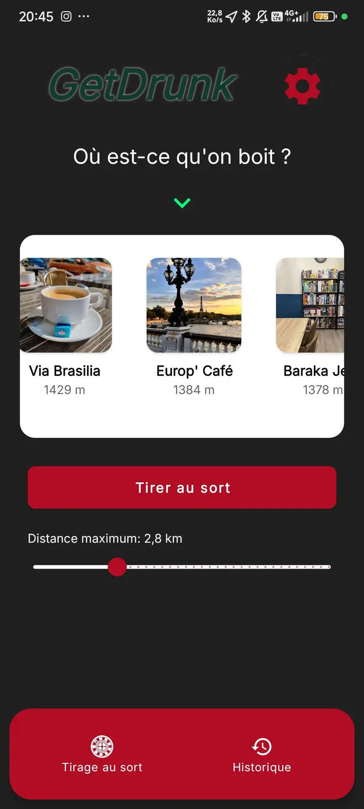 Aperçu du projet : GetDrunk