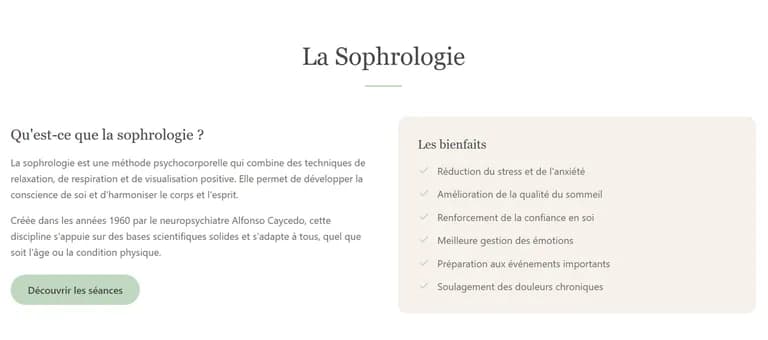 Aperçu du projet : Christine Vallet Sophrologie